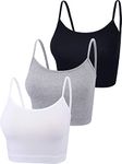 3 Pieces Spaghetti Strap Tank Camisole Top Crop Tank Top for Sports Yoga Sleeping (Black, White, Grey, S)