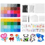 AUAUY Fuse Beads Kit, 26000pcs 2.6mm Iron Beads Set for Kids, 48 Colors DIY Art Craft Toys Iron Beads, Bead Melting Craft Kit with 2 Pegboards, 14 Pattern Cards, Tweezers, Ironing Paper and 6 Keyring