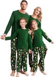 Ekouaer Family Matching Pajamas Christmas Sleepwear Long Sleeve Sleep Shirt with Plaid Pants Soft Loungewear Pjs Set Green Santa Claus,Medium