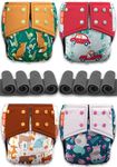 kids need side leakage proof cloth diapers for babies 0 to 3 years combo high absorbent 4 reusable diaper 8 insert pack (5-18kg) washable diapers pocket liners cover adjustable freesize 90