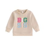 PanLidapan Newborn Infant Girl Sister Matching Outfit Clothes Letter Crew Neck Sweatshirt Romper Long Sleeve Sweater Jumper (Big Sis, 2-3 Years)