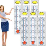 Junkin 6 Pcs Fundraising Thermometer Goal Charts Tracker Decal 48 x 11 Inch Dry Erase Thermometer Goal Setting Wall Poster Removable Giant Goal Vinyl Sticker Office Wall Temperature Posters(White)