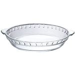 Sanbege Glass Baking Pan with Handles, Pie Plate 10 Inch, Round Baking Dish for Apple Pie, Pumpkin Pie, Quiche