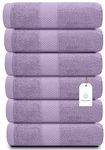 White Classic Luxury Hand Towels for Bathroom-Hotel-Spa-Kitchen-Set - Circlet Egyptian Cotton - 16x30 Inches - Set of 6 (Lavender)