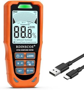 RDINSCOS Pinless Moisture Meter, 6-in-1 Moisture Detector Non-Destructive Moisture Tester for Wood,Drywall, Plaster, Concrete, Screed & Flooring with Audible Alarm & Rechargeable Battery