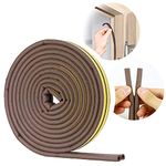 SUNMON Door Seal D-Type Strip Weather Stripping Self Adhesive Foam for Doors and Windows, Soundproofing Weatherstrip Gap Collision Avoidance(Brown)