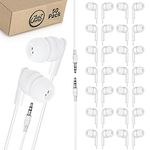 50x Pack | Bulk Basic Earbuds, Pearl White in-Ear Earbuds, Disposable Earphones, Affordable Headphones, 3.5 MM Audio Jack Earbuds for Schools, Kids, Classrooms & Libraries