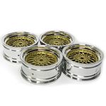 WONFAST 4PCS 52mm Diameter Plastic Plating Wheel Rims Hex 12mm for 1:10 RC On-Road Run-flating Drift Touring Racing Car 1.9inch Tires for HSP HPI TT01 TT02 Parts (Gold Silver, Offset:6mm)