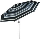 Sunnydaze 9 Foot Outdoor Patio Umbrella with Solar Lights & Tilt/Crank, LED, Catalina Beach Stripe