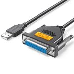 Ugreen USB to DB25 Female Parallel Printer Adapter Cable for Printer, Inkjet, Laser etc,6ft/2m (Gray, 6ft)