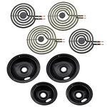 Siwdoy 318067041 318067051 Porcelain Drip Pan Set and MP22YA Electric Range Burner Element Unit Set, Compatible with Frigi-daire Ken-more Range Oven Replaces 5304430149 5304430150