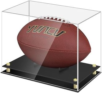 1DOT2 Football Display Case, Clear Acrylic Memorabilia Football Case Box with Double-Layer Black Built-in Football Display Holder for Football Fans, Collectors (No Assembly Required)