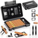 Travel Cigar Humidor Set, Includes Cigar Cutter, Cigar Punch, Cigar Holders, Draw Enhancer Tool, Hygrometer & Humidifier, Outdoor Cigar Case with Cigar Accessories Kit, Humidor Cigar Box for Men Gift