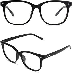GQUEEN Gafas de Lente Transparente Moda Clásicas Cuadrado Grandes Monturas de Gafas para Mujer y Hombre PE1