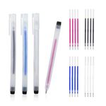 CREAWONDER 4 Heat Erasable Pens for Fabric Markers, Cloth Marking Pens with 16 Thin Refills for Sewing Quilting, Heat disappearing Ink Pen for Dressmaking, Tailors Sewing Chalk Pencils