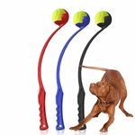 MUIZZ Ball Launcher Tennis Ball And Launcher Toy Hands Free Pick Up And Throwing Play Toy Chase Fetch Game Ball Launcher Set For Exercise & Training Outdoor Accessories Assorted Colour (1Pc)