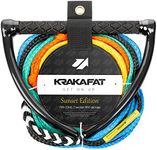 KRAKAFAT 75ft Water Ski Rope, Wakeboard Rope - 7 Sections with 13" EVA Diamond Grip Floating Handle - 1-2 Rider Tube Tow Rope for Tubing - Boat Tow Rope for Kneeboard