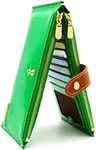 ANDOILT Women's Genuine Leather Wallet RFID Blocking Credit Card Holder Zipper Purse Cell Phone Handbag light green