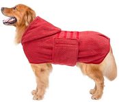 Geyecete dog drying coat with Hood for After Bath Bathrobe Towel Dog Drying Coat for Wet Walking in Rain/Snow-Dry Fast Dog Bag-Pineapple grid Fast Drying-Red-XXL