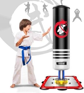 Dripex Sacco da Boxe per Bambini, Sacco da Boxe da Terra Professionale Altezza in Piedi 120 cm Base in Acciaio Resistente con Potenti Ventose, Attrezzature per L'allenamento della Boxe, Nero