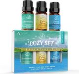 ASAKUKI Top3 Blends Essential Oils Cozy Set Theraputic Grade Aromatherapy Oils for Sleep, Anxiety & Stress Relief, Immune Defence, Muscle Relief for Diffusers Humidifiers Massage, 10ml