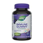 Nature's Way Sambucus Immune Cold and Flu Care Elderberry Gummies with Vitamin C and Zinc - Immune Support for Kids 4+, 60 Gummies