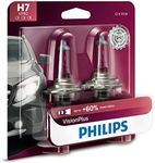 Philips H7 VisionPlus Upgrade Headlight Bulb with up to 60% More Vision, 2 Pack