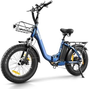 HANEVEAR Elektrofahrrad E Bike Klapprad mit 24Ah/48V Lithium-Akku | bis zu 140km, Fatbike Ebike mit Hydraulische Bremse, 250W 65Nm Heckmotor, Elektrofahrrad für Erwachsene (Blau Standard)