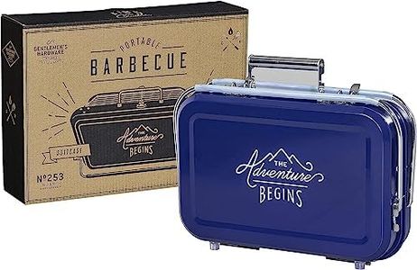 Gentlemen's Hardware GEN 253 Barbecue portable en forme de valise en acier inoxydable avec grille et plateau à charbon inclus Bleu marine 32 x 31,5 x 40 cm