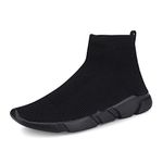 VAMJAM Men's Socks Sneakers Slip On Lightweight Breathable Comfortable Fashion Walking Shoes, All Black 001, 5 UK