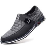 COSIDRAM Mens Slip on Loafers Casual Shoes Canvas Breathable Comfort Walking Lightwight Shoes Business Dress Grey 8.5