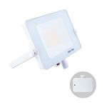 G.W.S® Infinity 50W 4500-5000Lms, White Casing Outdoor IP65 Waterproof LED Floodlight with Photocell Dusk Till Dawn Sensor, Energy Saving Security Light, Tri-Colour (3000K/4000K/6000K)