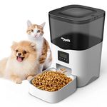 Qpets Acrylonitrile Butadiene Styrene Automatic 3L Cat Dog Feeder With Voice Recorder, Auto Dog Feeder With Quantition Timed & Dual Power Supply, Cat Food Dispenser For Pet (White, 30.6X19.20X19.3 Cm)