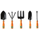 TrustBasket Gardening Hand Tools Set - 5 Pcs (Cultivator, Big and Small Trowel, Weeder, Fork) | Gardening Tools for Home Garden | Durable Plant Tool Kit | Farming Tools