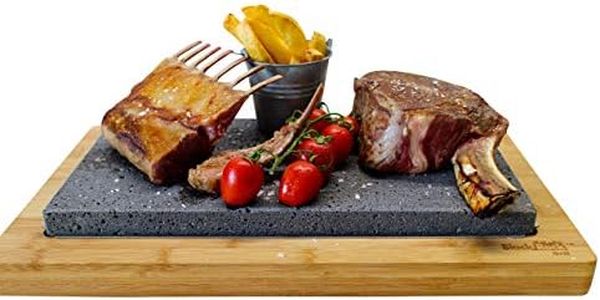 Black Rock Grill Premium Steak on a Stone Sharing Set - Elevate Your Tabletop Dining Experience with Lava Stone Grilling