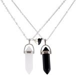 YALLNASL Matching Couples Necklaces for Boyfriend and Girlfriend Magnetic Quartz Necklace for Husband and Wife Relationship Friendship Necklace for 2 Best Friends Gemstone Necklaces, Small, Gemstone