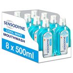 Sensodyne Mouthwash Multipack for Sensitive Teeth, Enamel Care Alcohol Free Mouthwash For Healthy Gums And Strong Teeth, Cool Mint Flavour, 500 ml, Pack of 8