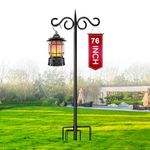 Shepherd Hooks Outdoor, 76 Inch with 5 Prong Base, Heavy-Duty Metal Bird Feeder Pole Stand for Hanging Plant, Flower Pots, Lanterns, Wind Chime, Weddings Decor