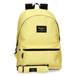 Pepe Jeans Aris Laptop Backpack and School Case 15.6" Yellow 31x44x17.5 cm Polyester 23.87L, lemon tree, Laptop Backpack + School Case