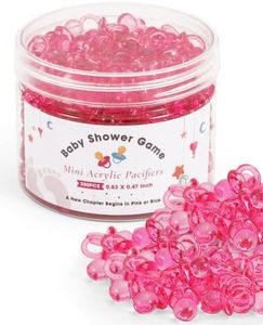 200PCS Mini Acrylic Pacifiers for Baby Shower Games, 0.83 Inch Clear Pink Pacifiers Bulk, Chupones para Gender Reveal Party Favors, Decorations & Craft Supplies