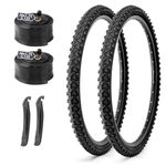 MOHEGIA Mountain Bike Tires Set: 2-Pack 26x1.95 inch (52-559mm) Folding Replacement Bicycle Tires and Pair 26inch Inner Tubes with Tire Levers for MTB Dirt Offroad Cycling