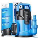 FOTING Sump Pump, High Flow Submersible Water Pump with Float Switch, Automatic Clean/Dirty Utility Pump for Basement Puddle Pool Tub Pond Draining, 1/2 HP, 4900GPH