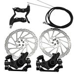 QOTSTEOS Bicycle Mechanical Disc Brake Set, 2pcs Bike Disc Brake Front Rear Disc, Universal Clamps Bicycle Parts Calipers Disk Brake Kit for Mountain Road Bike, Riding Bicycle(Black)(Black)