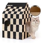 Conlun Cardboard Cat House with Cat Scratcher Pad&Catnip,Easy-to-Assemble Cat Scratch Cardboard House for Various Home Decor,Cat Scratching Board Toy for Indoor Cats&Small Animals Birthdayday