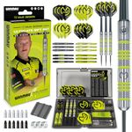 WINMAU Michael van Gerwen MvG Steeltip Gift Set - 50 Piece Darts Set with 4 sets of Shafts, 4 sets of Flights plus Accessories