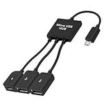 YACSEJAO Micro USB to Dual USB Cable Micro USB Male to 2 USB Female OTG Splitter with Micro Female for Android Tablet Pc and Smart Phone and More