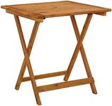 'Folding Garden Table 70x70x75 cm vidaXL - Solid Acacia Wood Patio Dining Table Square - Rustic Outdoor Furniture Brown