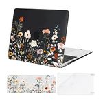 MOSISO Compatible with MacBook Air 13 inch Case 2022 2021 2020 2019 2018 A2337 M1 A2179 A1932 Retina Display Touch ID,Plastic Garden Flowers Hard Shell Case&Keyboard Cover&Screen Protector,Black