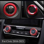 TopDall Aluminum Audio Speaker Engine Ignition Air Condition AC Switch Buttons Ring Sticker Decoration Trim for Honda Civic 10th Gen 2016-2019(Full Set)