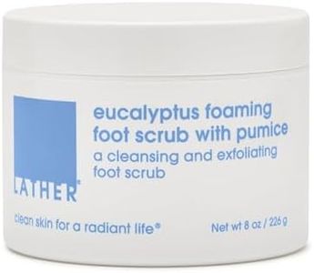 LATHER Eucalyptus Foaming Foot Scrub with Pumice Stone (8 oz) Cleansing & Exfoliating Scrub - Lavender & Citrus - Cracked Heels - Pedicure Tools - Foot Cream - Vegan & Cruelty Free - Beauty, Skin Care